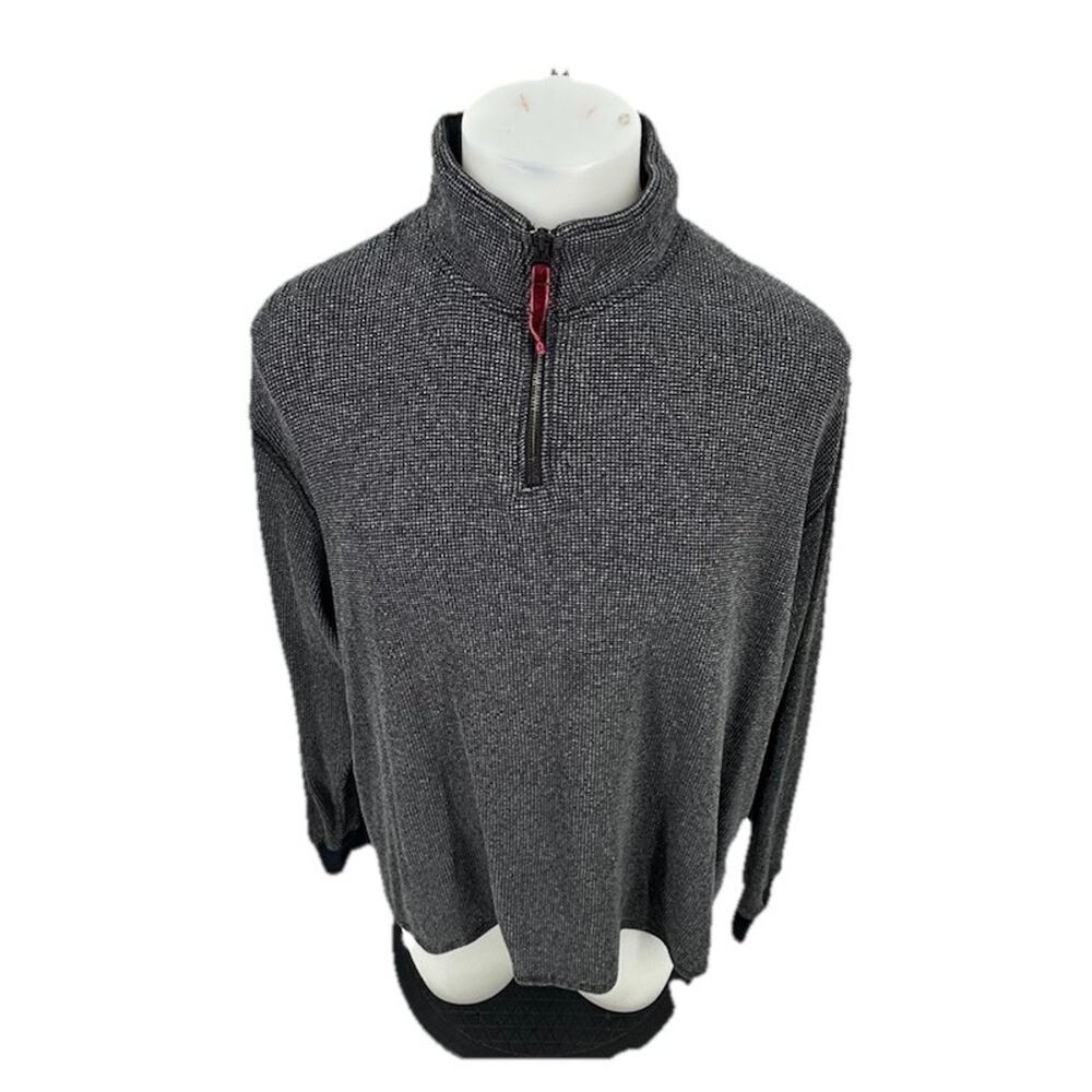 Robert Graham XL Men 1/4 Zip High Neck Pullover Sweater 100% Cotton Grey R14v